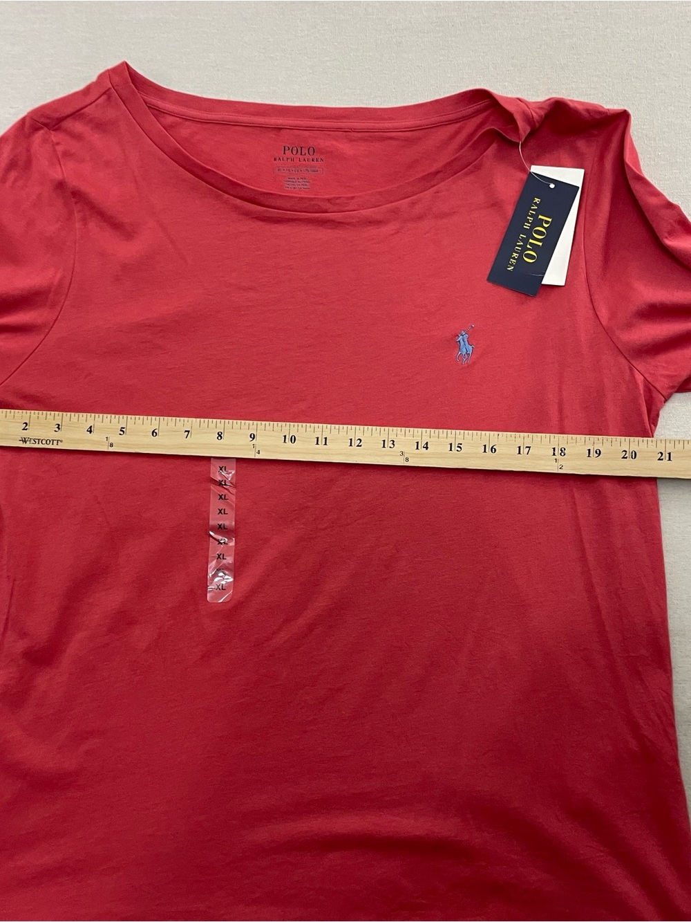Polo Ralph Lauren Pink Salmon Striped Boat Neck 3/4 Sleeve Cotton SZ XL Nautica - Picture 9 of 11